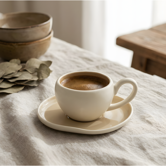 Coffee Cup and Saucer Set - 6 Pcs